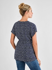 JoJo Maman Bébé Navy Printed Sleeveless Maternity Blouse - Image 2 of 4
