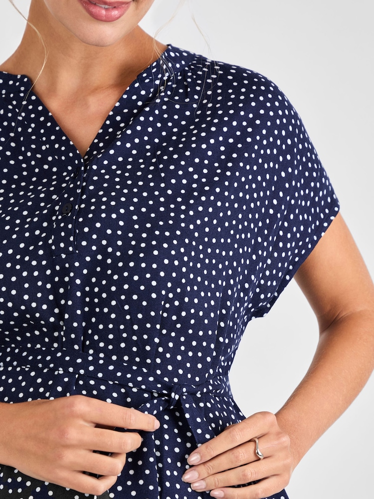 JoJo Maman Bébé Navy Printed Sleeveless Maternity Blouse - Image 4 of 4