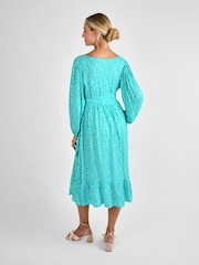 JoJo Maman Bébé Green Spot Wrap Midi Maternity Dress - Image 2 of 4