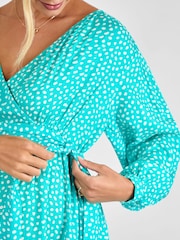 JoJo Maman Bébé Green Spot Wrap Midi Maternity Dress - Image 4 of 4
