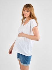 JoJo Maman Bébé V-Neck Maternity Cotton T-Shirt - Imagen 1 de 4