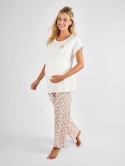 JoJo Maman Bébé Pink Peachy Maternity and Nursing Jersey Pyjamas Set - Image 2 of 7