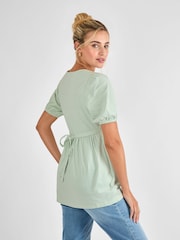 JoJo Maman Bébé Sage Short Sleeve Maternity Jersey Top - Image 2 of 4