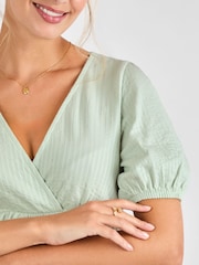 JoJo Maman Bébé Sage Short Sleeve Maternity Jersey Top - Image 4 of 4