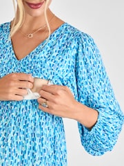 JoJo Maman Bébé Blue Maternity & Nursing Midaxi Dress - Image 4 of 4
