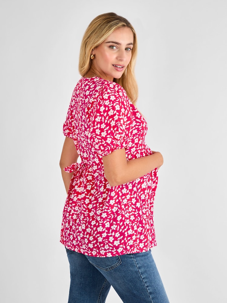 JoJo Maman Bébé Pink Floral Maternity Blouse - Image 2 of 4
