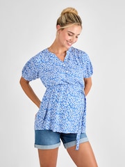 JoJo Maman Bébé Blue Floral Maternity Blouse - Image 1 of 4