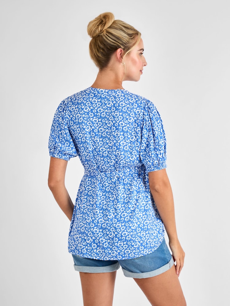 JoJo Maman Bébé Blue Floral Maternity Blouse - Image 2 of 4