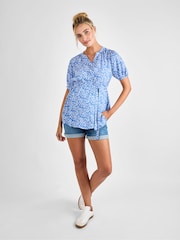 JoJo Maman Bébé Blue Floral Maternity Blouse - Image 3 of 4