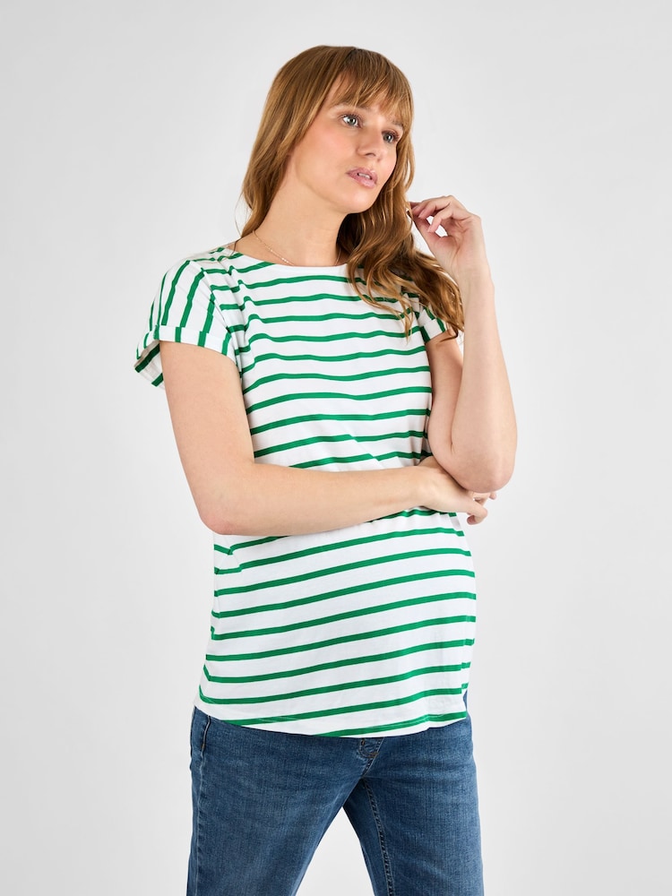 JoJo Maman Bébé Green Boyfriend Maternity Cotton T-Shirt - Image 1 of 4