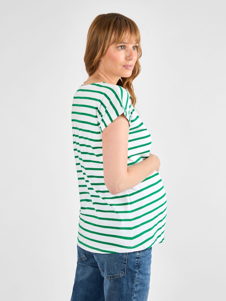 JoJo Maman Bébé Green Boyfriend Maternity Cotton T-Shirt - Image 2 of 4