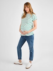 JoJo Maman Bébé Green Boyfriend Maternity Cotton T-Shirt - Image 3 of 4