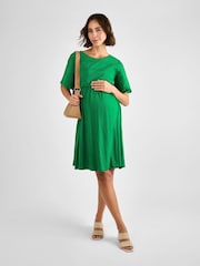 JoJo Maman Bébé Green Broderie Maternity Mini Dress - Image 4 of 5