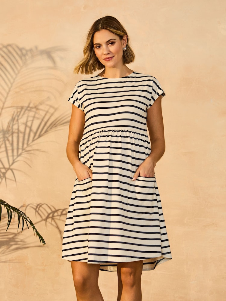 JoJo Maman Bébé Ecru Pocket Maternity T-Shirt Dress - Image 1 of 5