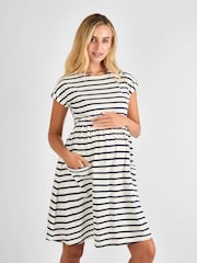 JoJo Maman Bébé Ecru Pocket Maternity T-Shirt Dress - Image 2 of 5