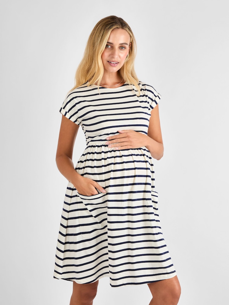 JoJo Maman Bébé Ecru Pocket Maternity T-Shirt Dress - Image 2 of 5