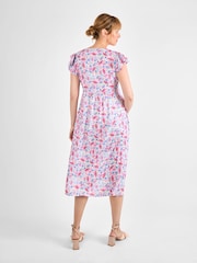 JoJo Maman Bébé Cream Floral Frill Sleeve Maternity Midi Dress - Image 2 of 4