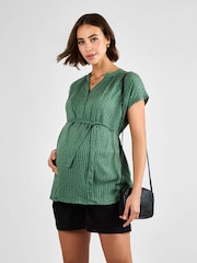 JoJo Maman Bébé Khaki Printed Sleeveless Maternity Blouse - Image 1 of 4
