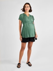 JoJo Maman Bébé Khaki Printed Sleeveless Maternity Blouse - Image 3 of 4