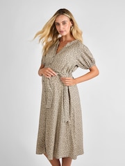 JoJo Maman Bébé Natural Button Through Maternity Midi Dress - Image 1 of 4