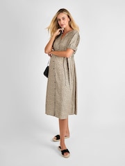 JoJo Maman Bébé Natural Button Through Maternity Midi Dress - Image 3 of 4