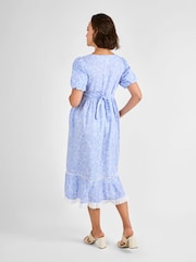 JoJo Maman Bébé Blue Floral Print Maternity Midi Dress - Image 2 of 5