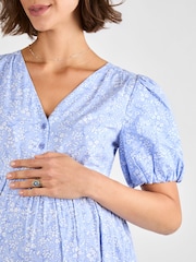 JoJo Maman Bébé Blue Floral Print Maternity Midi Dress - Image 5 of 5