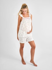 JoJo Maman Bébé Cream Floral Maternity Short Pyjamas Set - Image 2 of 6