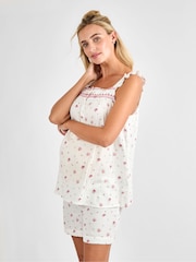 JoJo Maman Bébé Cream Floral Maternity Short Pyjamas Set - Image 4 of 6