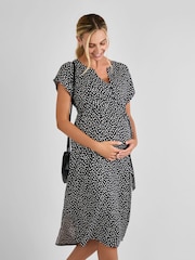JoJo Maman Bébé Black Button Front Maternity Midi Dress - Image 1 of 4