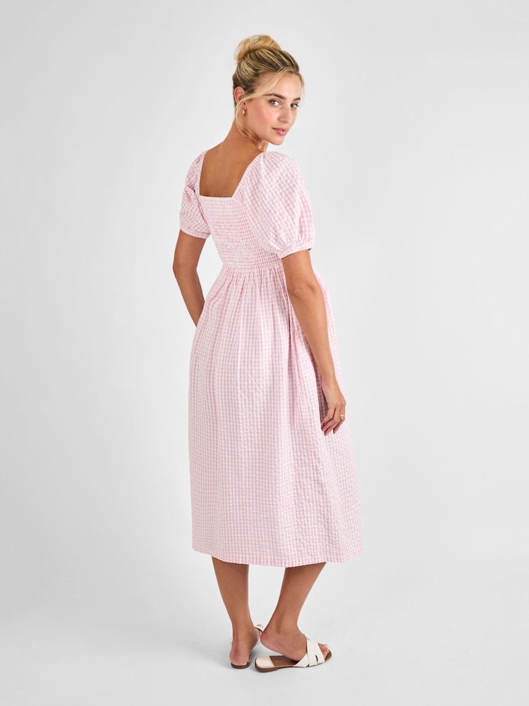 Buy JoJo Maman Bb Light Pink Short Puff Sleeve Shirred Midi Dress from  Next USA