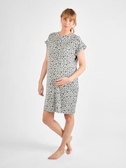 JoJo Maman Bébé Grey Animal Print Maternity Jersey Nightdress - Image 2 of 5