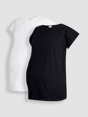 JoJo Maman Bébé Black Maternity Boyfriend 100% Cotton T-Shirts 2 Pack - Image 1 of 1