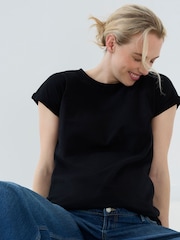 JoJo Maman Bébé Black 2-Pack Boyfriend Maternity Cotton T-Shirts - Image 4 of 9