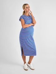 JoJo Maman Bébé Blue Maternity Midi T-Shirt Dress - Image 1 of 4