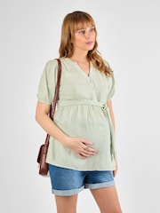 JoJo Maman Bébé Short Sleeve Textured Maternity Blouse - Image 3 of 4