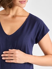 JoJo Maman Bébé Navy V-Neck Maternity Cotton T-Shirt - Image 4 of 4