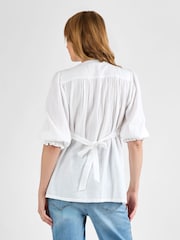 JoJo Maman Bébé White Button Through Textured Maternity Blouse - Image 2 of 4