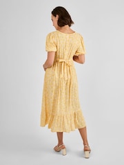 JoJo Maman Bébé Yellow Floral Maternity & Nursing Midi Dress - Image 2 of 4