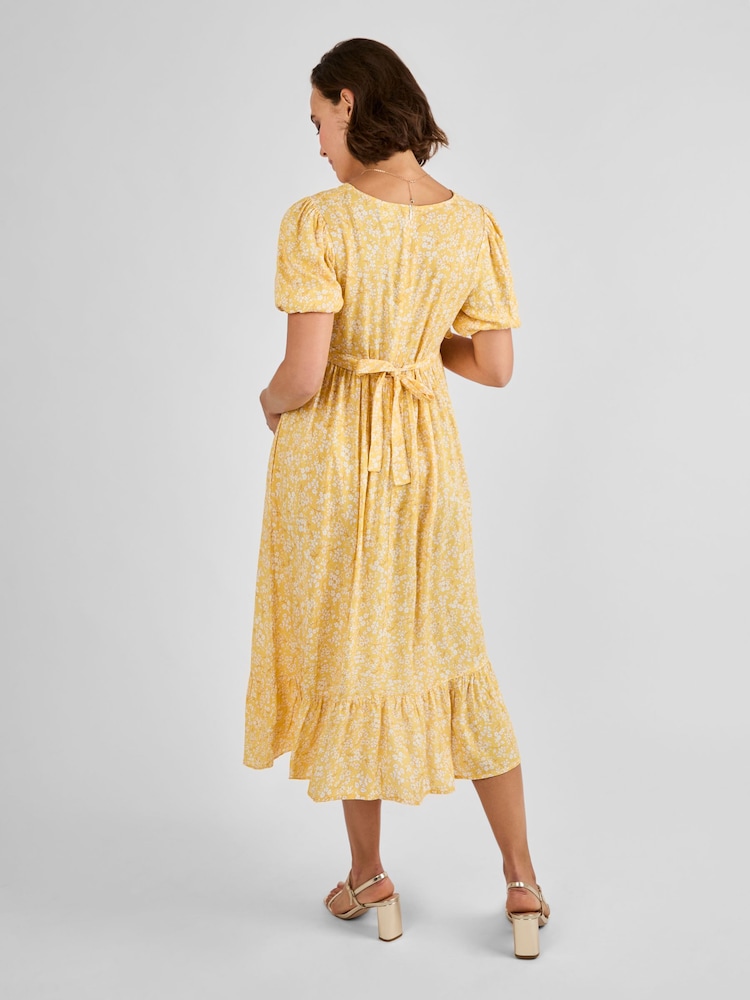 JoJo Maman Bébé Yellow Floral Maternity & Nursing Midi Dress - Image 2 of 4