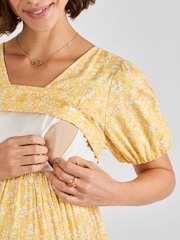 JoJo Maman Bébé Yellow Floral Maternity & Nursing Midi Dress - Image 4 of 4