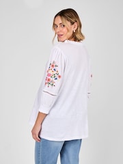 JoJo Maman Bébé White Maternity Embroidered Jersey Top - Image 3 of 4