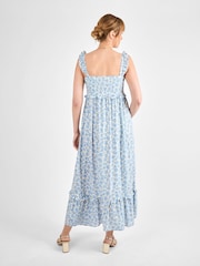 JoJo Maman Bébé Cream Floral Frill Sleeve Maternity Midaxi Dress - Image 3 of 5