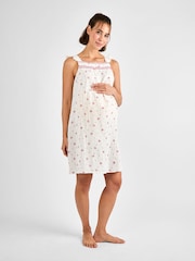 JoJo Maman Bébé Cream Floral Maternity Nightdress - Image 1 of 4