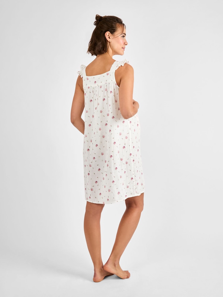JoJo Maman Bébé Cream Floral Maternity Nightdress - Image 2 of 4