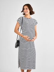 JoJo Maman Bébé White Maternity Midi T-Shirt Dress - Image 1 of 4