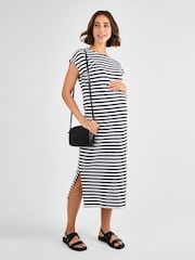 JoJo Maman Bébé White Maternity Midi T-Shirt Dress - Image 3 of 4
