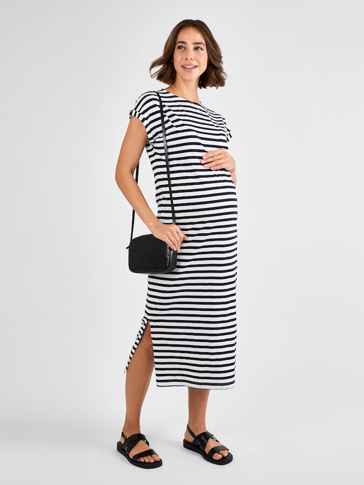 JoJo Maman Bébé White Maternity Midi T-Shirt Dress - Image 3 of 4