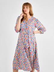JoJo Maman Bébé Multi Floral Button Through Maternity Midi Dress - Image 1 of 4