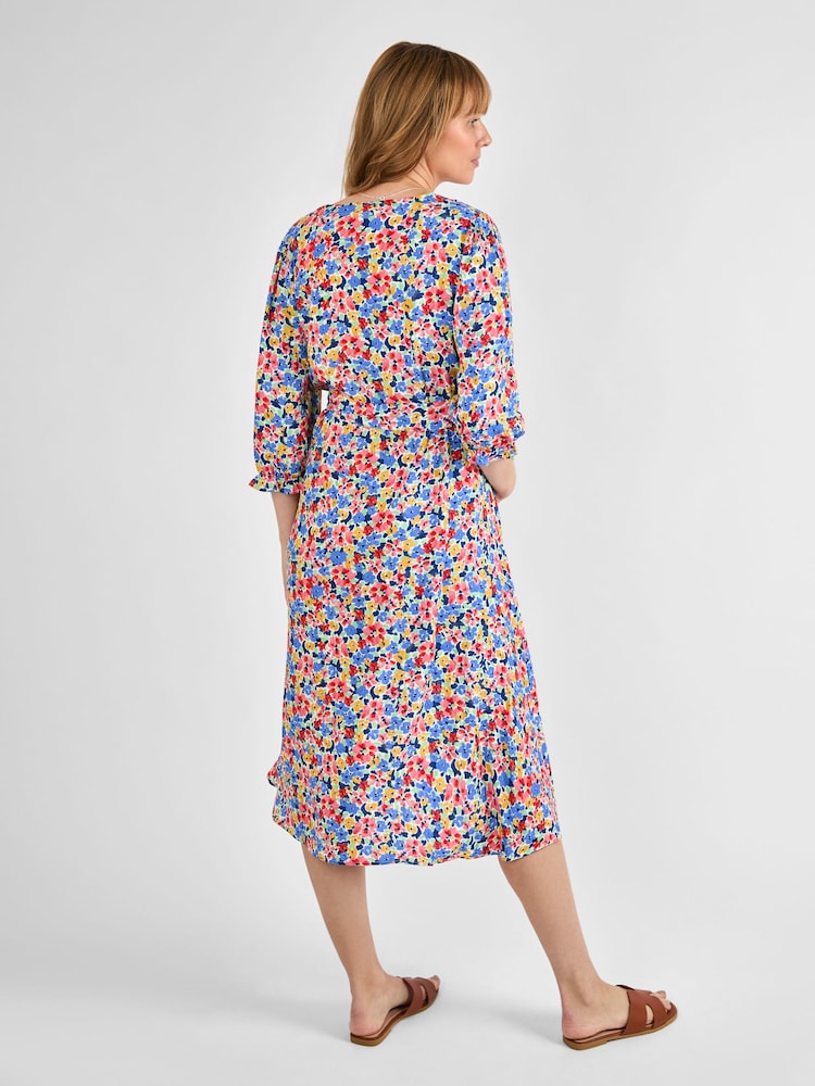 JoJo Maman Bébé Multi Floral Button Through Maternity Midi Dress - Image 2 of 4